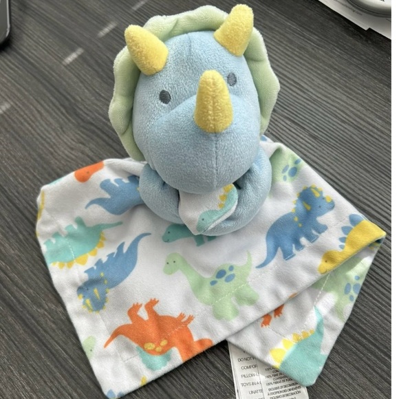Baby Essentials Dinosaur Triceratops Baby Plush Security Blanket Lovey Toy - Picture 5 of 5